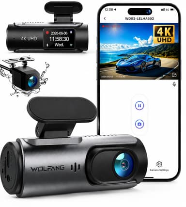 Dashcam 4K Avant Arrière, Wi-FI Caméra Voiture, Grand Angle 170° G-Capteur, Caméra avec Mode Stationnement 24H, Enregistrement en Boucle - Amazon