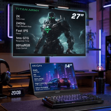 Pack écran PC 27" Titan Army P2710S - QHD 2K, Fast IPS, 240 Hz, 1 ms + Moniteur portable 14" Arzopa A1S (Via Coupon) - JoyBuy