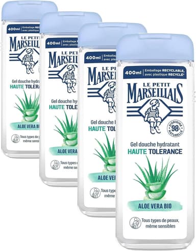 Lot de 4 Flacons de 400ml de Gel Douche Le Petit Marseillais - Aloe Vera Bio - Amazon