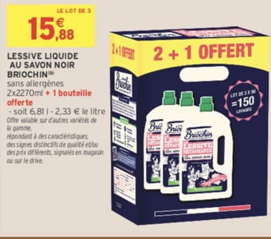 Lot de 3 Lessives liquide au savon noir briochin - Intermarché