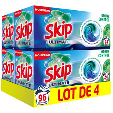 Lot de 96 (4 x 24) Capsule de lessive Skip Ultimate 4en1 Odeur Control - Amazon