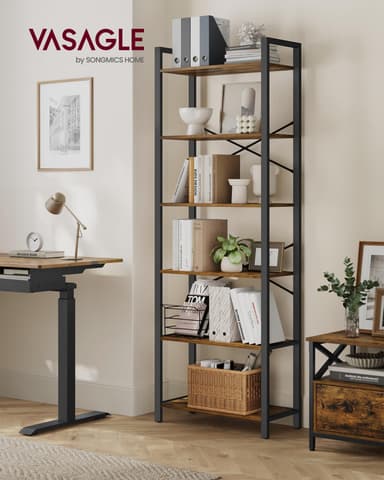 Étagère 6 Niveaux Vasagle 30 x 66 x 186 cm, Style Industriel, Marron Rustique et Noir d'Encre - Amazon