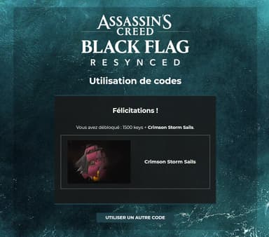 Assassin's Creed Black Flag Resynced: 1500 clés Animus + Voiles Crimson Storm offert sur PS5, Xbox Series & PC (Dématérialisé) - Ubisoft Store