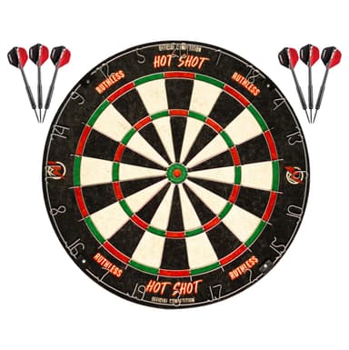 Cible de fléchettes Ruthless Hot Shot avec 2 jeux de fléchettes à pointe en acier (vendeur tiers) - Amazon