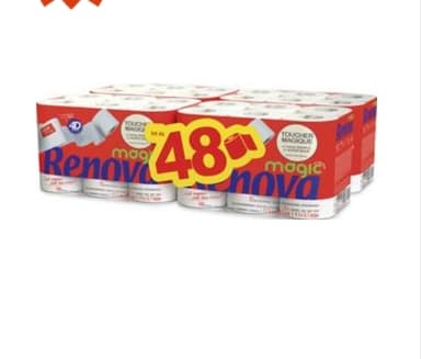 Lot de 48 rouleaux de papier toilette Renova Ultra soin (Sélection de magasins) - E.Leclerc