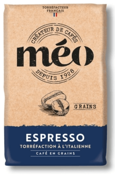 Paquet d'1 Kg de Café Méo en Grains Espresso Torréfaction à l'Italienne Corsé (Via 7,69€ en Bons d'Achats) - Carrefour