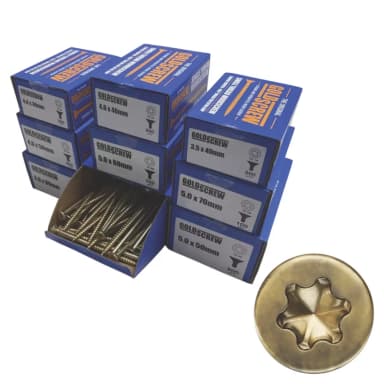 Lot de 1400 Vis à Bois Goldscrew - à Tête Fraisée TX Professionnel - Screwfix