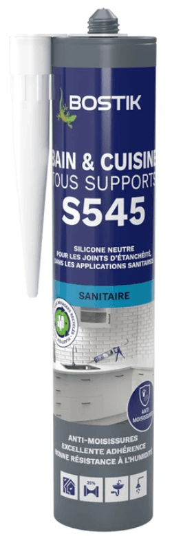 Cartouche de 300ml de Silicone Neutre Salle de Bain & Cuisine Bostik S545 - Anti-Moisissure, Blanc (Pér: 31/08/2028) - Outlet PC