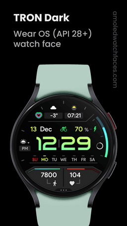 Cadran montre connectée TRON Dark: Watch face sur Android (Dématérialisé - Wear OS)