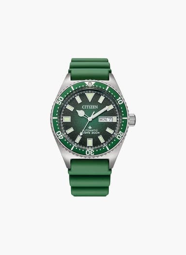 Montre automatique Citizen Challenge Diver en acier inoxydable NY0121-09XE - Cadran Vert - Printemps