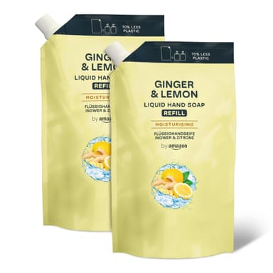 Recharge de savon pour les mains By Amazon - Gingembre et Citron, 2 x1000ml - Amazon