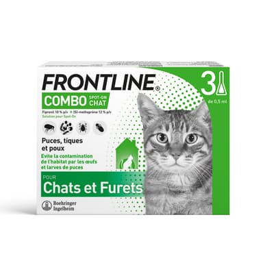 Lot de 3 Pipettes Application Spot On Frontline Combo Chat - Anti Puces, Tiques & Poux, Jusqu'à 4 Semaines - Amazon