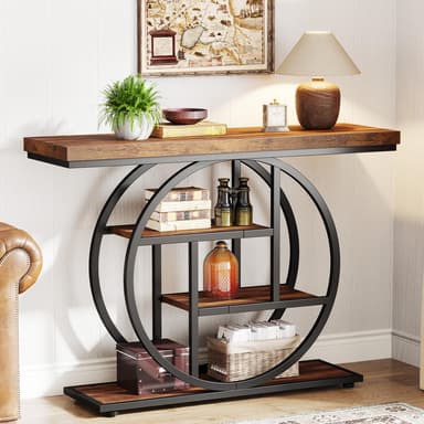 Meuble Console de Style Industriel Tribesigns - 105 cm, à 4 Niveaux avec Base Circulaire (vendeur tiers) - Amazon