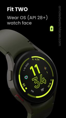Cadran montre connectée Fit TWO Watch Face gratuit sur Android (Dématérialisé - Wear OS)