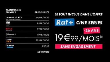 [-26 ans] Abonnement RAT+ Ciné Séries sans engagement - CANAL+, Apple TV, Netflix, CINÉ+ OCS, Paramount+, HBO Max - Canal+