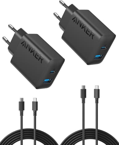 Lot de 2 Chargeurs Rapide Anker (USB C 20 W) avec 2 Câbles USB C de 150 cm Inclus (vendeur tiers) - Amazon