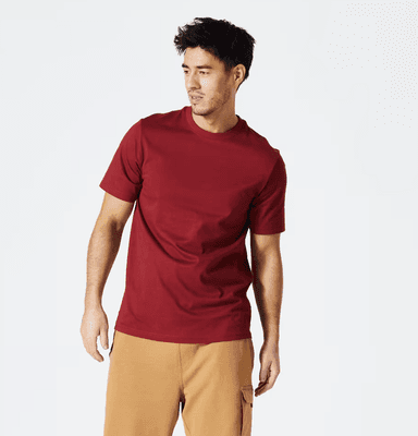 Lot de 2 T-Shirt Fitness - Col Rond, Manches Courtes, Gris , Rose, Rouge ou Vert, Tailles du S au 4XL - Decathlon