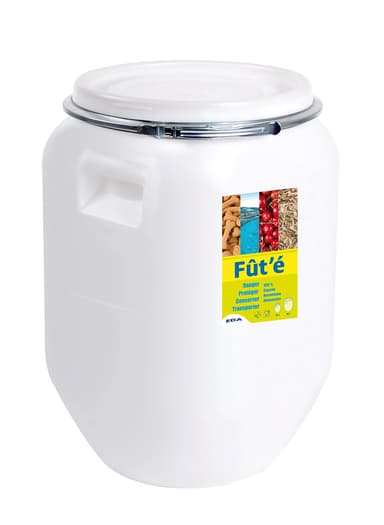 Fût Multi-Usages Eda - 25 L, Conservation Alimentaire, 100% Étanche et Hermétique, Cerclage Métallique Sécurisé, Blanc - Amazon