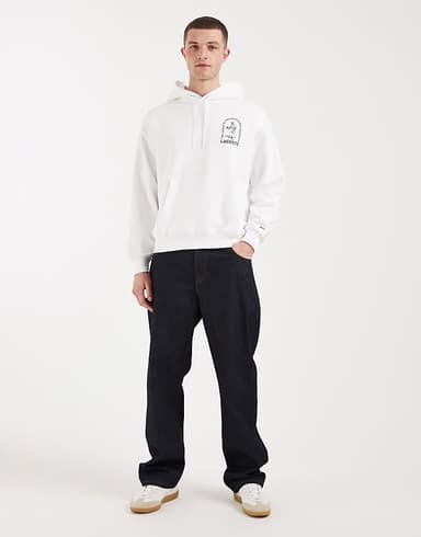 Sweat à capuche imprimé au dos Lacoste - Blanc - ASOS