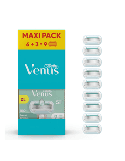 Lot de 9 lames de rasoir Pro Smooth Sensitive Gillette Venus (via 28€ sur la carte de fidélité dans une sélection de magasins)