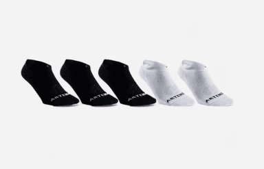 Lot de 5 Paires de Chaussettes Basses de Sport Decathlon RS 160 - Noir et Blanche, Tailles du 35/38 au 43/46 - Decathlon