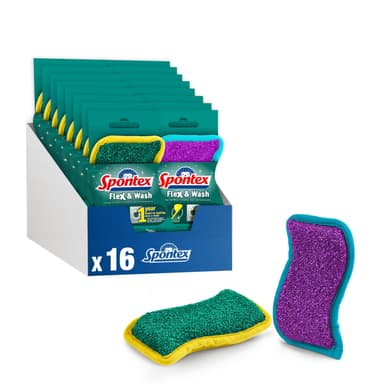 Lot de 16 Éponges en Microfibre Réutilisables Spontex Flex & Wash (via prévoyez et sécurisé) - Amazon
