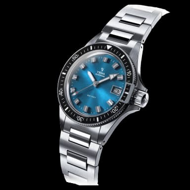 Montre Yema Superman Heritage quartz - Cadran bleu, bracelet acier, 39 mm - Lepage