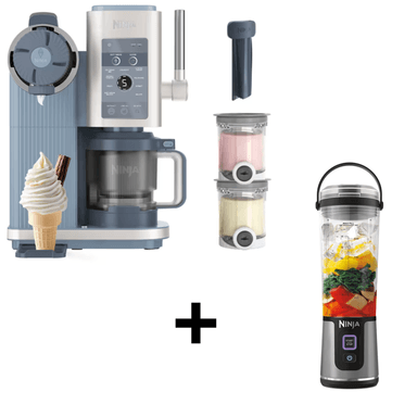 Machine à Glace Ninja CREAMi Scoop & Swirl NC702EU + Blender sans fil portable sans fil Ninja Blast 530 ml (coloris au choix) - SharkNinja