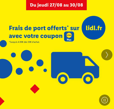 [Lidl+] Frais de Port offerts dès 59€ d'achat (Maximum 4.99€) - Lidl