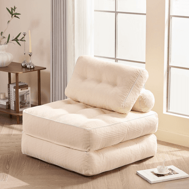 Chauffeuse compacte 4-en-1 - 85 x 89 x 43 cm, Pliable, Velours côtelé, Blanc ou Noir - JoyBuy