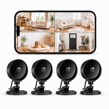 Lot de 4 Caméras Intérieure sans fil Wolfang - 1080P, Alexa et Google Home, Wifi,Vision Nocturne, Détection de Mouvement - Amazon