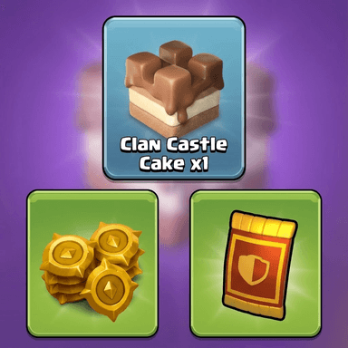 1 Gâteau Château de Clan, 1 Pack de Cartes et 100 Medailles de Quête offerts sur Clash Of Clans (Dématérialisé) - Supercell