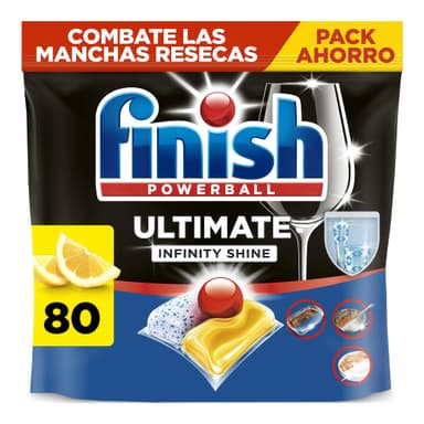 Lot de 80 Pastilles Lave-Vaisselle Finish Ultimate Infinity Shine - Citron (Lot de 160 à 21.05€) (via Prévoyez et Économisez) - Amazon