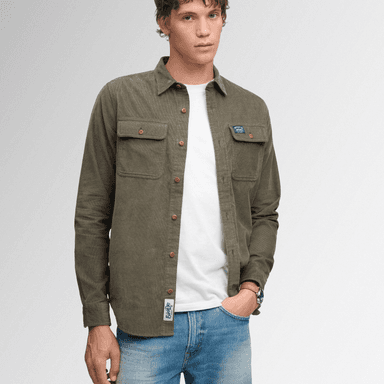 Chemise Trailsman - Velours Côtelé, Coupe Décontractée, Vert Mousse Foncé, Tailles du S au XXL - Superdry