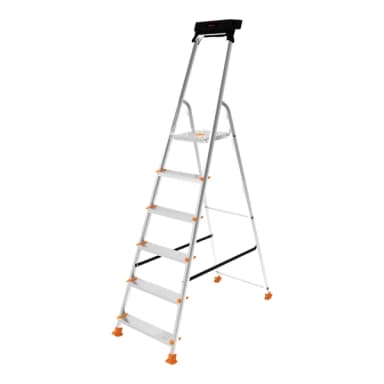 Escabeau aluminium Magnusson 6 marches - hauteur 3,19 m, charge 150 kg, plateforme antidérapante - Brico Dépôt