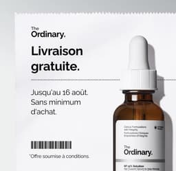 Livraison gratuite sans minimum d’achat pour tous les produits de beauté The Ordinary