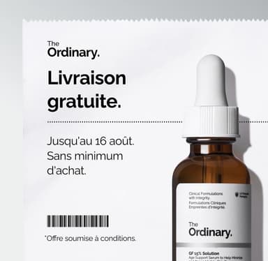 Livraison gratuite sans minimum d’achat pour tous les produits de beauté The Ordinary - The Ordinary