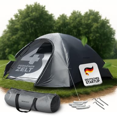 Tente de camping Montaray - 4 personnes, avec sac de transport, 260 x 210 x 140 cm - Amazon