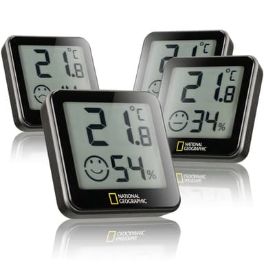 Lot de 4 Thermo-/Hygromètre Tempy National Geographic, batteries incluses - Bresser