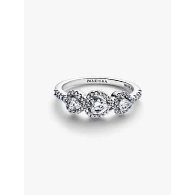 [Membres] Bague Trilogie Cœur Halo Argent massif - Pandora