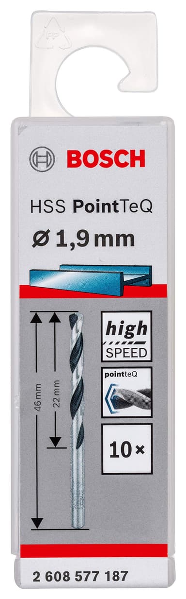 Lot de 10 forets hélicoïdaux HSS PointTeQ Bosch Professional - Pour métal, 1,9 x 22 x 46 mm - Amazon