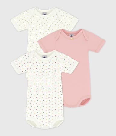 [Membres] Lot de 3 bodies bébés manches courtes en coton imprimé - 3 à 36 mois - Petit Bateau