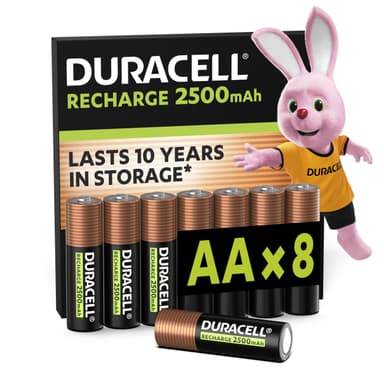 Lot de 8 piles AA rechargeables Duracell - 2500 mAh - Amazon