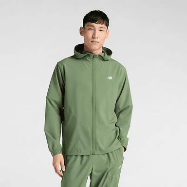 Veste homme New Balance Sport Woven Jacket - Utility Green avec White, tailles S et L - New Balance