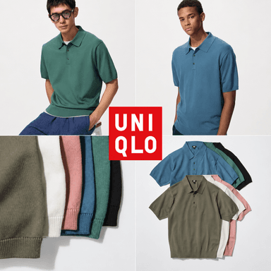 Polo en Maille Uniqlo - Manches courtes, lavable en machine, Tailles XS à 3XL, coloris vert ou bleu - Uniqlo