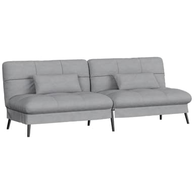 Canapé-Lit Comhoma - avec Fonction de Couchage, Résistant aux Griffures & Adapté aux Animaux, 4 Places, Dossier Réglable, Gris (Via Coupon) - JoyBuy