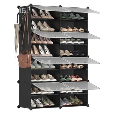 Étagère à Chaussures Songmics - 8 Compartiments, Modulable, Compartiment 30x40x30 cm, avec Porte - Amazon