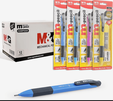 Lot de 12 porte-mines M&G - 1,8 mm avec 12 mines 2B et 12 gommes - JoyBuy