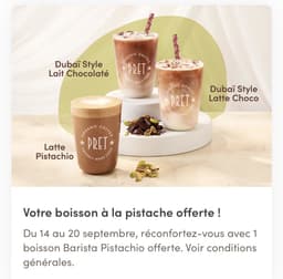 [Membre] Boisson à la pistache offerte chez Prêt à Manger