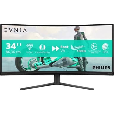 Écran PC 34" incurvé Philips Evnia 34M2C3500L WQHD - 180 Hz, 0,5ms (179,98€ pour les nouveaux clients) - Cdiscount